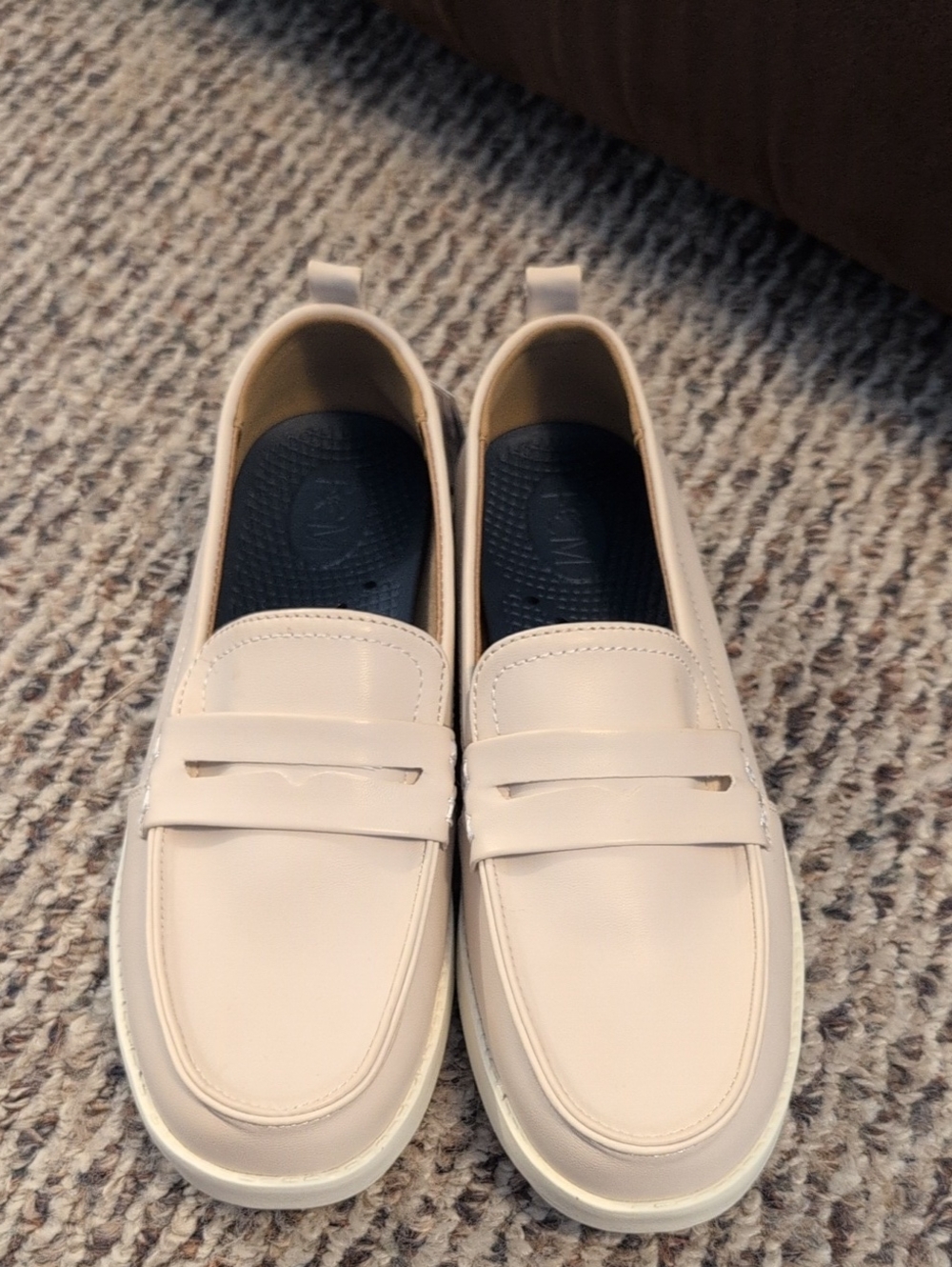 Classic Cream Slip-On Penny Loafers for Women Brand New